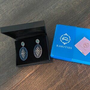 CAROL BRODIE RARITIES CARVED LEATHER, ZIRCON, GREEN ONYX DROPS